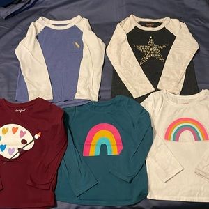 GUC 5 Cat & Jack girl tops sizes 5T and S(6/6X)